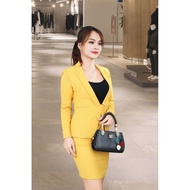 Long-sleeved yellow rice vest with overlapping flap and 2 buttons AVL04VA1