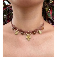 Dark Hamsa Necklace Macrame Choker boho bohemian necklace