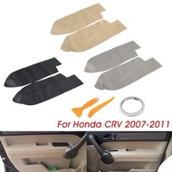 Lf【จัดส่งฟรี】ฝาครอบที่เท้าแขนแผงประตูหน้าหนังแท้สำหรับรถยนต์สำหรับ Honda CRV 2007 2008 2009 2010 2011 2012