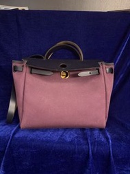 Hermes Herbag 紫色帆布拼皮手袋