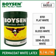 Boysen Permacoat White Latex Arcylic Paint Flat Semi-Gloss Gloss - 1L 4L / 16L