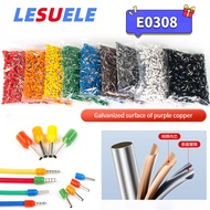 LESU 1000pcs Tubular Terminal E0308 European Specification Awg24 Cold Compression Wiring Terminal