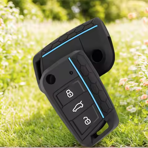 Silicone Car Key Cover Cap For VW Golf 7 Mk3 Lion Polo T-cross Folding Case For Seat Toledo IV Ateca