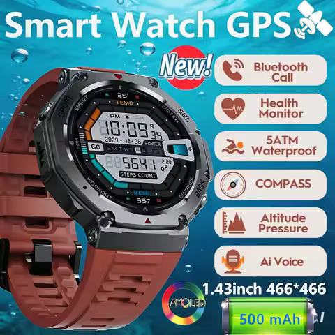 New T-Rex 3 Military Smart Watch with Dual Band GPS 48 mm 10 ATM Water Resistant 500 mAh Battery Com