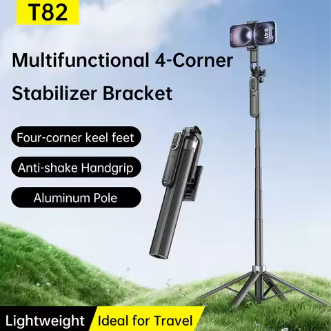 Portable T82 Selfie Stick Tripod Bluetooth Wireless Stabilizer for Live Vlog Video Recording Anti - 