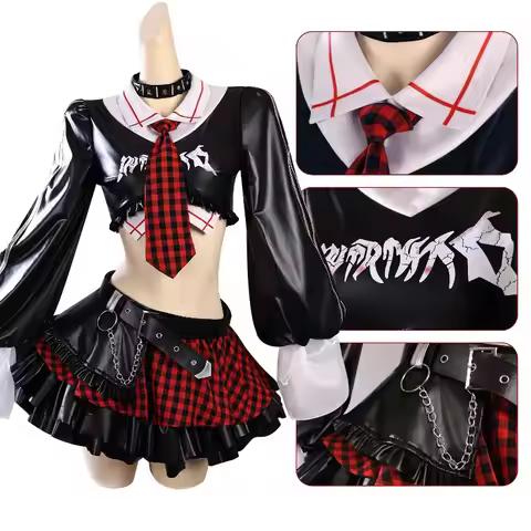 Anime Rock Band Warrior Figurine Asuka Cosplay Costume Asuka Skirt Uniform Set Wig for Women Hallowe