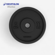 Decathlon Weight Training 5 Kg 28 Mm Round Plate Made Of Cast Iron For Size 28 Mm. 5 Kg.-Black