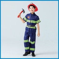 ∷ ✭ ╰ Fireman Costume for Kids Boys Firefighter Career Uniform Work Cosplay Role Play Girl Suit Clo