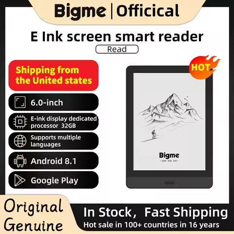 Bigme Read ebook reader, 6'' e-ink screen electronic book, Android system, support google play, Eink