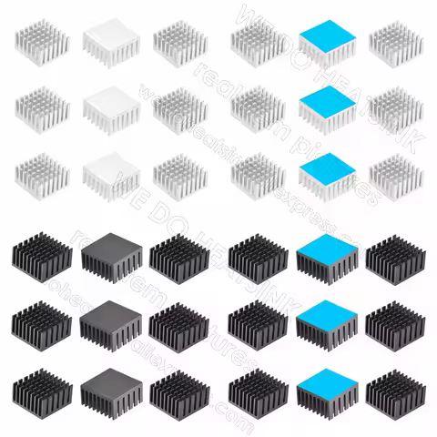 Aluminum Heatsink 28x28x15mm / 1.1x1.1x0.59" White / Black Anodizing Radiator Open Slot Cooling Fin 