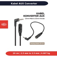 AUX Converter Audio Cable Male to Female L Shape HiFi L44 2.5mm 3.5mm 20cm Black