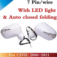 CAPQX 2PCS Electrict Auto Folding Closed Side Rearview Mirror 76250-SNB-H01 For CIVIC FA1 FD2 FD1 20