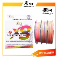STRIKE 2 VERTEX838 X8 100% PE FIBER MULTICOLOR 300M FISHING BRAID LINE