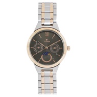 Titan Women's Elegance Moonphase Two-Tone Anthracite Dial Watch 2590KM02