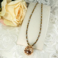 項鍊 藏文 六字大明咒 種子字 觀音心咒 925銀 鍍玫瑰金 琉璃珠