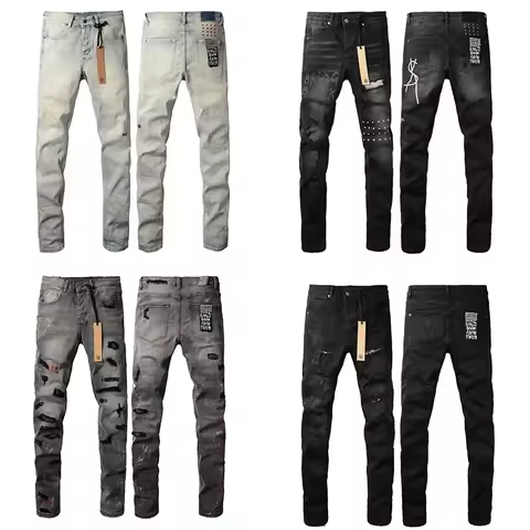 American High Street KSUBI Cross Jeans Men Trendy Trend High Quality Low Rise Stretch Skinny Pleated