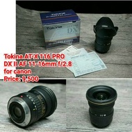 Tokina AT-X 116 PRODX II AF 11-16mm f/2.8for canon