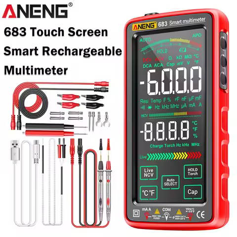 Multimeter Smart Touch Screen Tester Rechargeable AC/DC Voltage Current Tester NCV Induction Diode E