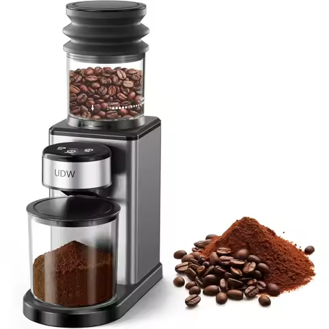 Home Coffee Grinder, Conical Burr Grinder with 25 Settings, 60-Second Timer, Stainless Steel, Anti-S