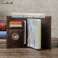 รองเท้าผู้ชายหนังแท้กระเป๋าใส่พาสปอร์ต RFID ของ CONTACTS ซองใส่หนังสือเดินทางผู้ชายและผู้หญิงกระเป๋า