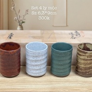 Set of 4 wooden cups