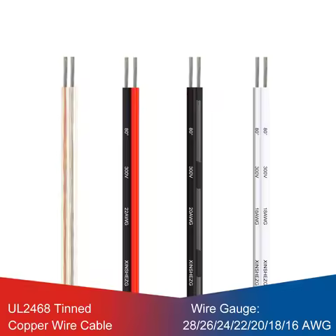 Electrical Wire Cable 18 20 22 24 26 28 AWG 2 Pin Core 5m 10m 20m Led 12V 220V Rgb Copper Power Tran