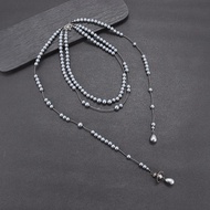 NANA Same Style-Influencer Queen West Asymmetrical Broken Pearl Gray Sweater Chain Three-Dimensional