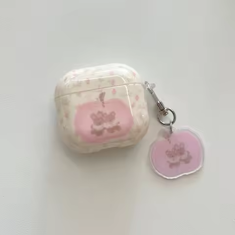 ins pink floral apple bear airpods4 protective case airpod 3 is suitable for Apple Pro headphone cas