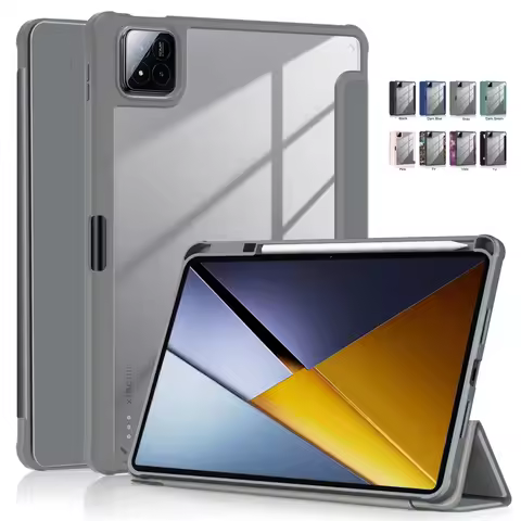 For Poco Pad X1 Case With Pen Holder PU Leather Acrylic Back Fold Smart Cover For Xiaomi Pad 8 / Xia