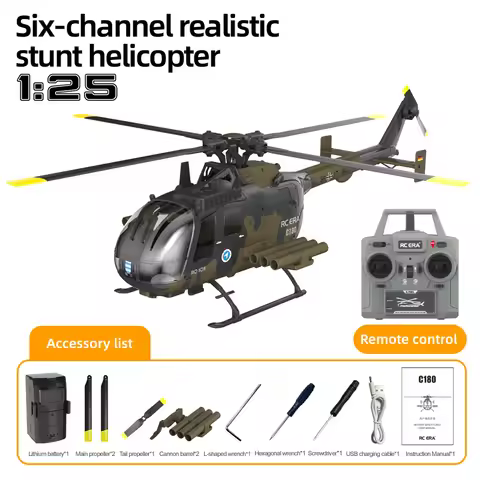 New RC ERA C180 BO-105 Brushless RC Helicopter - Optical Flow Lidar One-Key Inverted Flight Simulate