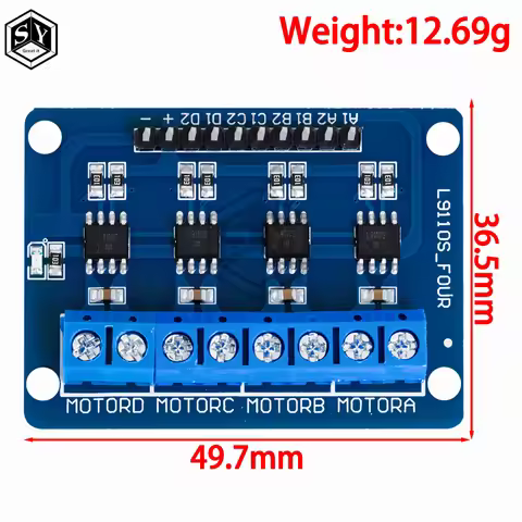 L9110S 4-Channel DC Motor Driver Board - 4-Way H-Bridge Control Module for Smart Car Robotics