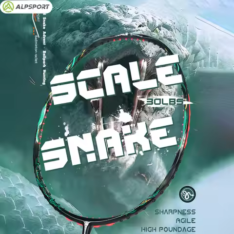 ALP V5 Snake 5U Badminton Racket Max 38 lbs Original Carbon Fiber Racket Offensive Racket Pre-strung