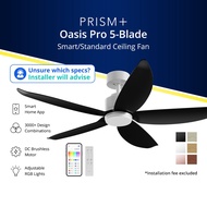 PRISM+ Oasis Pro Ceiling Fan | 5 Blades | Integrated Dimmable Lights | 6 Speed Selection NRGB