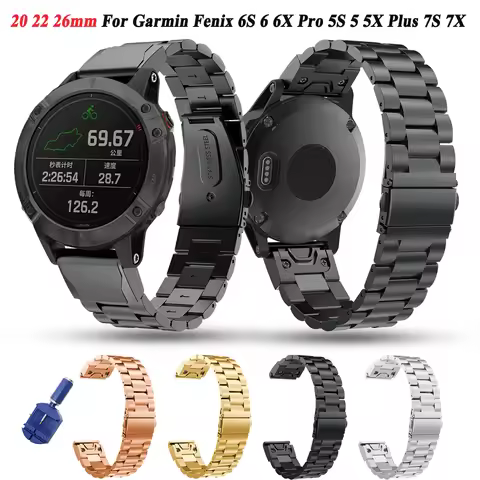 20 22 26mm Stainless Steel Strap For Garmin Fenix 7S 7 7X 6S 6 6X Pro 5S 5 5X Plus Instinct 2X 3HR M
