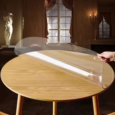 160cm PVC Round Table Carpet Transparent Waterproof Tablecloth Kitchen Pattern Table Cover Glass Sof