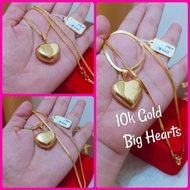 10k Gold Big heart necklace jewelry ( snake chain and BISMARK chain )