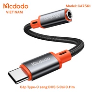 Mcdodo CA-7561 Type-C to DC 3.5mm Female Cable – 11cm – Digital Audio Cable