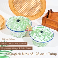 HIJAU GRIYA NATURE [COD] Blirik Basin size 18 - 20 cm + Lid | Serving Bowl Vegetable Bowl/ Striped B