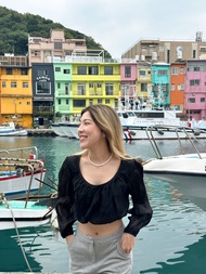 nichii - Fufu เสื้อครอปแขนยาว แขนพอง