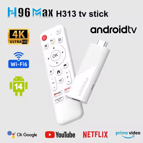 H96 MAX H313 Mini TV Stick Allwinner H313 Quad Core 4K UHD Output Wifi6 Google voice assistant Set T