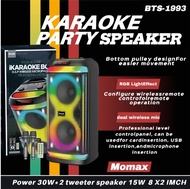 BTS-1993  Flame LED light SPEAKER Wireless Power Subwoofer Bluetooth Speaker with 2 rechargeable Wir