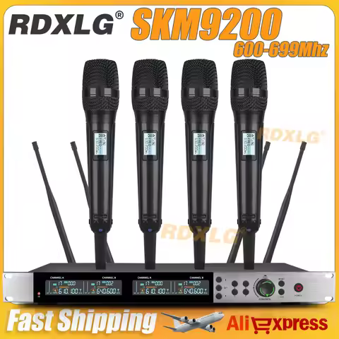 SKM9200/9000 Wireless Microphone (Whole Metal) 4 Channels UHF Professional Mic Dynamic Handheld For 
