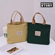 【พร้อมส่ง】wonderful story กระเป๋าผ้าแคนวาสผู้หญิง เพิ่มความจุ กระเป๋าผ้าใบเล็ก เรียบง่าย เดินทางไปทำงาน กระเป๋าใบเล็ก