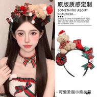 Cute Christmas Bear Headband Christmas Decoration Bow Headband Amusement Park Photo Props New Year H