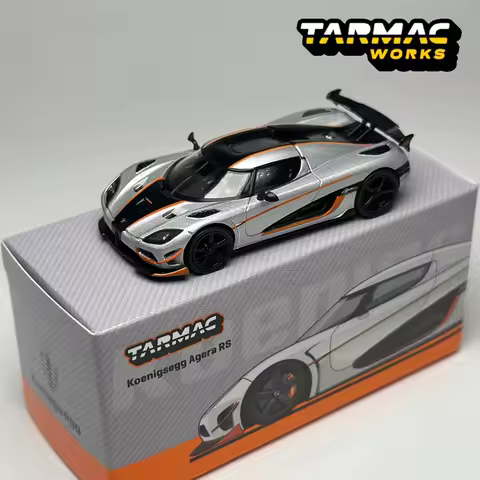 TW 1:64 Tarmac Works Koenigsegg Agera RS Moon Silver/Black alloy car model