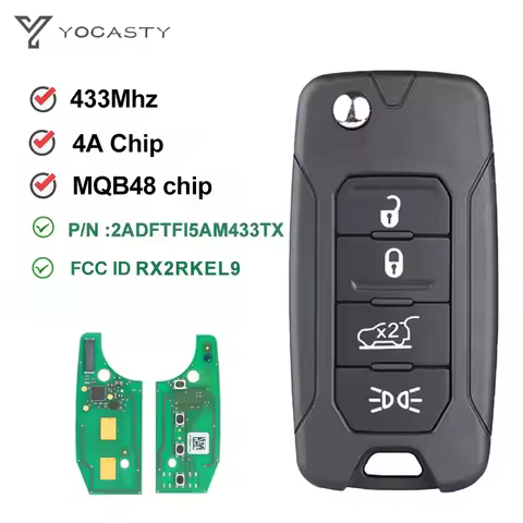 YOCASTY Keyless Remote Flip Key 433.92MHz 4A /48Chip SIP22 Blade For Jeep Renegade 2016 2017 2018 RX