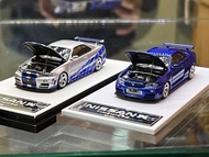 🌟二手🌟 1/64 TimeMicro TM NISSAN R34 GTR 兩台合售 玩命關頭 保羅沃克