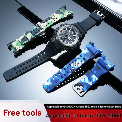 For Casio G-SHOCK Air Dominator Resin Watch Strap 5502 GPW-2000/1A/1A2/3A Series Sports Camo Waterpr
