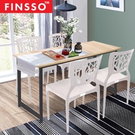 FINSSO: CONTEMPORARY Dining Table 120x60cm with 4x Brown 3V HIVE Dining Chair