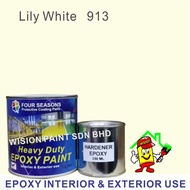 lily white 913 1L ( 1 Liter ) Four Seasons / New Epoxy Floor Paint / Heavy Duty Coating - new mici epoxy Finishes